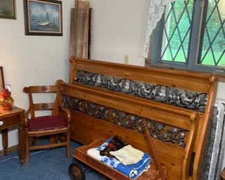 Wood and wrought iron king sized bed frame