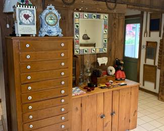 Antique Dresser/Cabinet both featuring porcelain and cast iron handles.