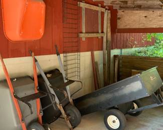 Small trailer and Wheelbarrows