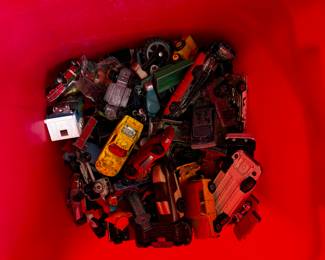 Bucket Filled with Matchbox & Corgi Cars