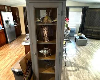 Grey Wood Display Cabinet-$150
