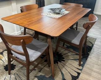 Walnut Finish Mid Century Style Dining Set - $650