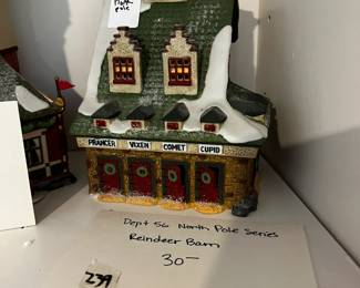 #239	Dept 56 North Pole Series Reindeer Barn	 $30.00 
