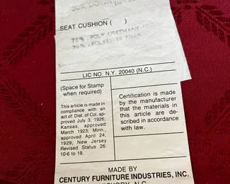 #55	Century Furniture Cane Back Side Chair w/wood Arms 	 $100.00 
