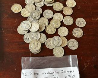 #21	46 silver Washington quarters various dates 1939-1964	 $260.00 
