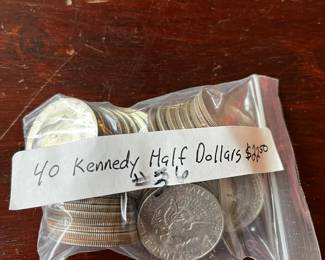 #36	40 kennedy 1/2 dollars 	 $22.50 
