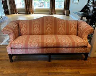 #51	Ethan Allen Pink/Cream Stripe Sofa - 80 in Long	 $125.00 
