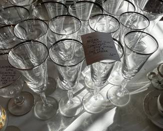 #206	Vtg. Mikasa "Moon Glow" 8 5/8" Glasses Set of 8 Platinum	 $32.00 
