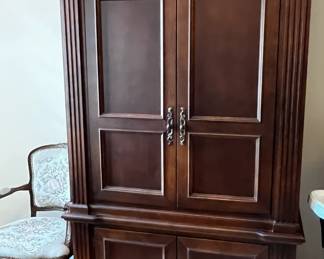 #98 Hooker Entr. Cabinet (1 piece) w/4 doors (top w slide back) and 3 drawers & 3 shelves (1 pull-out) - 45x21x81	 $125.00 			
