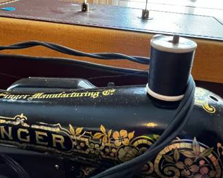 #95	Singer Sewing Machine w/Decals - Good Belt and Foot Pedal w/case	 $75.00 
