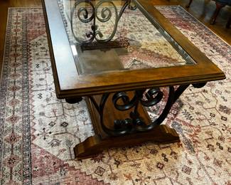 #182	Wood w/Metal Base w/Beveled Glass Top Coffee Table - 48x31x21	 $100.00 
