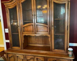 #49	Thomasville China Cabinet w/Hutch  w/10 door w/some chicken wire front  w/3 drawers - 56x18x26-82	 $225.00 
