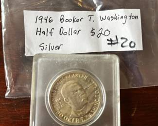 #20	1946 Booker T. Washington silver 1/2 dollar	 $20.00 
