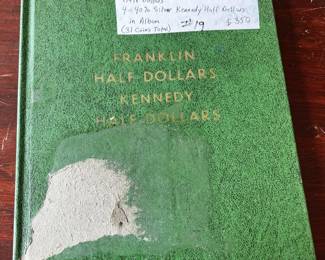 #19  27 90% silver Franklin/Kennedy half dollars 4 40% silver Kennedy half dollars in album 31 coins 	 $350.00 			
