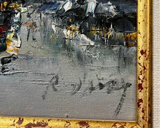 #62	Winter Scene Oil Painting in Gilded Gold Frame - signed - 15.5x13.5	 $75.00 
