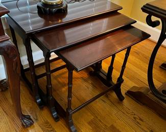 #180	Vintage Wood set of 3 Stacking Tables - 23x14x22 - Tallest One	 $125.00 
