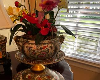 #161	3 pc Ceramic Asian Footbath w/flowers in it on a Tray	 $40.00 
