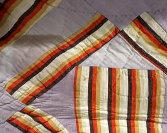 #256	Scrappy On Point Hand-quilted , Machine Pieced - 80x70	 $55.00 