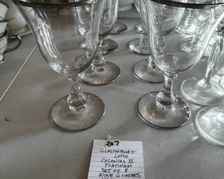 #207	Glastonbury Lotus Colonial II Platinum Set of 8 Wine Glasses - 6.5"	 $30.00 
