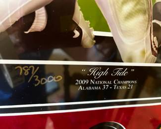 #217	G Gall 287/3000 "High Tide" 2009 Championship Framed Alabama Print w/3 coins - 36x33	 $200.00 
