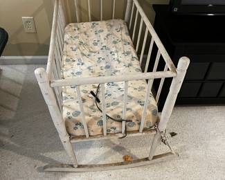 #227	Antique Painted White cradle - 21x38x25	 $60.00 
