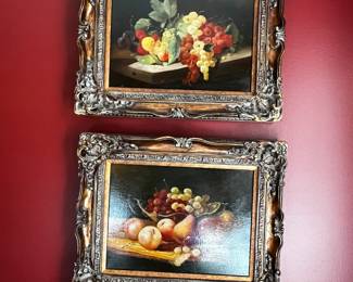 #214	Pair of Oil Paintings of Fruit - Old in Gilded Frames - 22x18	 $100.00 
