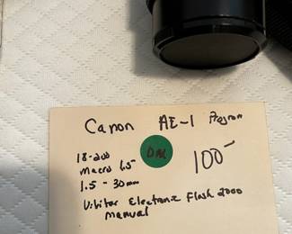#143	Canon AE-1 Program - w/4 lenses w/Flash & Case	 $100.00 
