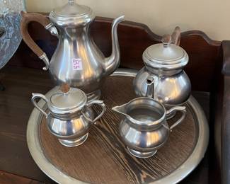#184	Pewter 5 pc Tea and Coffee Set  w/tray	 $50.00 
