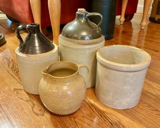 Antique stoneware, jugs, pitcher, crock