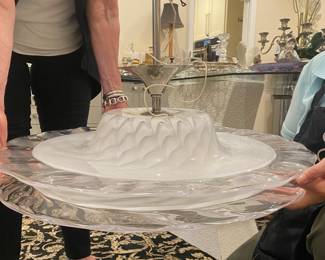 Large two-tier art glass pendant light (unsigned but likely Murano)