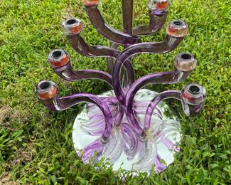 Handblown glass menorrah 