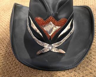 Leather and snake-skin cowboy hat