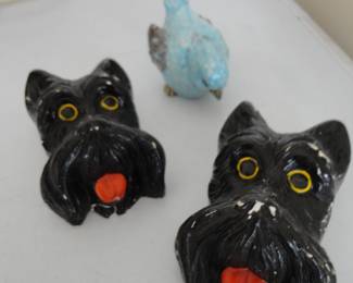 Vintage Black Scottie Dog Chalkware Wall hangers