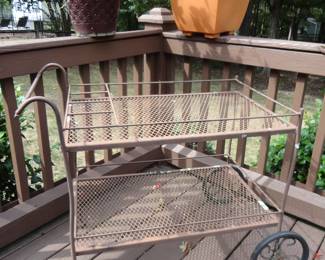 Vintage Woodard Patio Iron Bar Cart