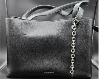 Calvin Klein Adeline Satchel in Black/Silver
