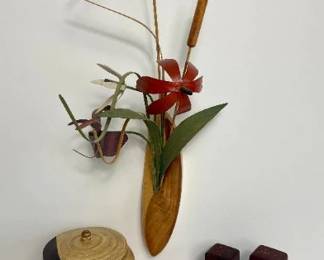 Artisan Wood Collection - Wood & Wildflowers Hanging Vase, Wooden Covered Bowl and Salt & Pepper Set