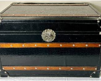 Wood and Leather Storage Trunk