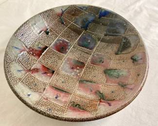 Hanging Checkerboard Pottery Bowl 14.25"