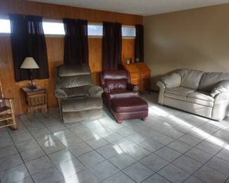 recliner, love seat, chair and ottoman