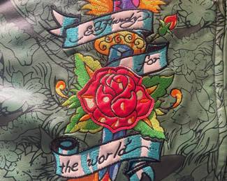 ED HARDY BY CHRISTIAN AUDIGIER Green Leather Jacket