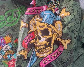 ED HARDY BY CHRISTIAN AUDIGIER Green Leather Jacket
