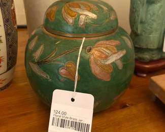 Floral Style Brass Jar