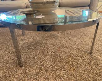 MCM Chrome and Glass Cocktail Table