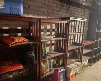 Wood bookshelves etc.