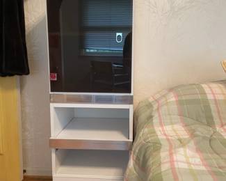 Vintage glass and chrome cabinets and dressers
