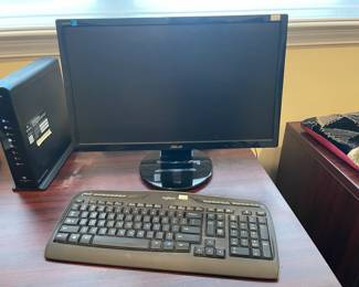 ASUS monitor, Logitech keyboard
