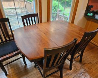 Wood Dining Room Table with 4 Chairs 