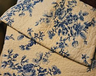 White & Blue Floral Quilt