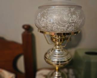 Etched Glass Oil Lamp Style Light