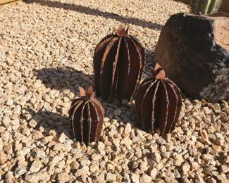 Rustic Barrel Cactus Yard Art Barbed Wire
